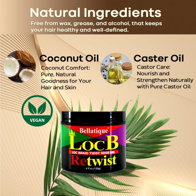 Loc B Retwist Loc, Braid, Twist, Edge Gel for Natural, Relaxed, Dry, Dull, & Brittle Hair (4 oz) Beauty & Personal Care BELLATIQUE