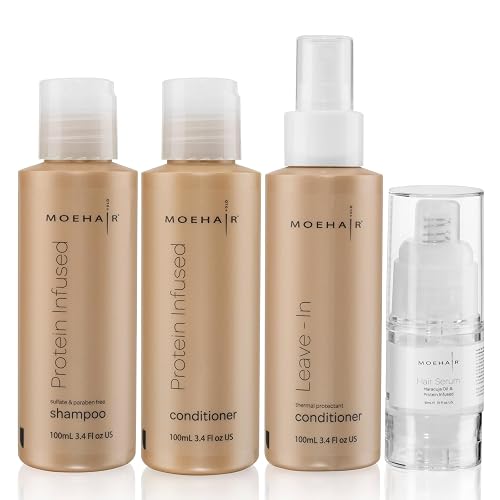 MOEHAIR Travel Kit (Protein Shampoo, Conditioner, Leave-In Conditioner & Hair Serum), Sulfate & Paraben Free | Suitable for All Hair Types Beauty & Personal Care MOEHAIR