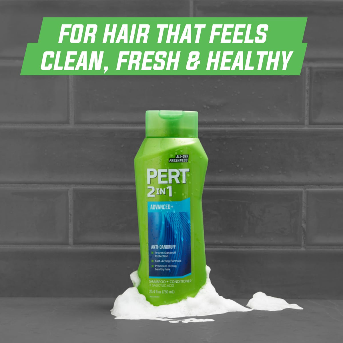 Pert Plus 2 in 1 Shampoo + Conditioner Dandruff Control 25.40 oz (Pack of 4) - Packaging may vary