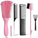 EZ Detangler Brush with Edge Brush, Rat Tail Combs Set for Natural, Curly, Wet/Dry, Black Hair, Flex Detangling Brush set for Hair Style and Cuting Beauty & Personal Care MISSUHUI
