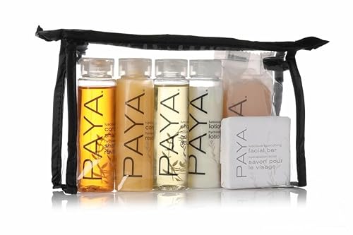 Paya Organics Toiletry Travel Set - Shampoo, Hair Conditioner, Shower Gel, 2 Facial Soap & Tote Bag Beauty & Personal Care Paya Organics