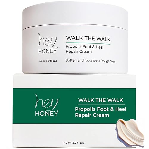 Hey Honey Walk the Walk Propolis Foot & Heel Cream for Dry, Cracked Feet | 72-Hour Hydration, Callus Remover & Odor-Fighting Moisturizer with Honey Beauty & Personal Care Hey Honey
