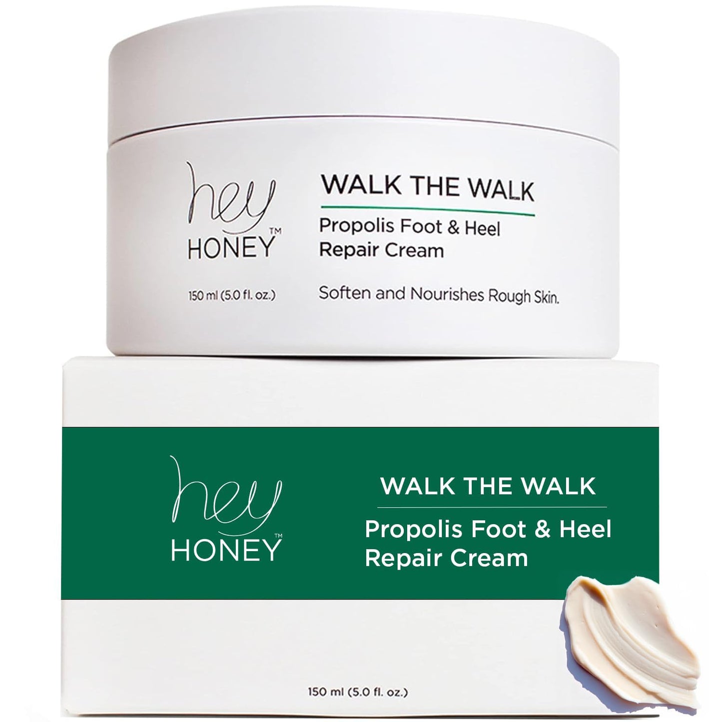 Hey Honey Walk the Walk Propolis Foot & Heel Cream for Dry, Cracked Feet | 72-Hour Hydration, Callus Remover & Odor-Fighting Moisturizer with Honey Beauty & Personal Care Hey Honey