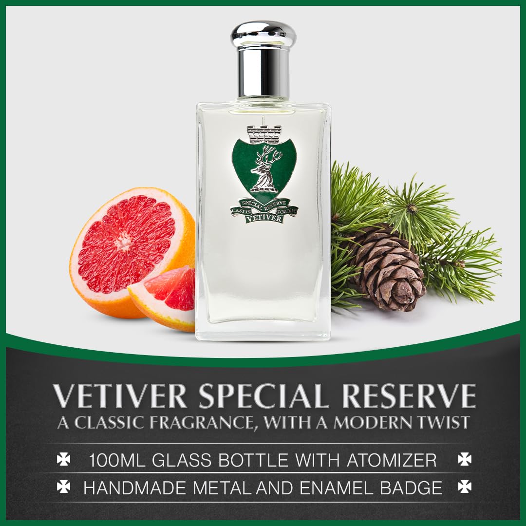 Castle Forbes Vetiver Special Reserve Men's Cologne, 100ml | Classic Men’s Fragrance w/a Modern Twist | Made w/Essential Oils | Paraben-Free Beauty & Personal Care Castle Forbes