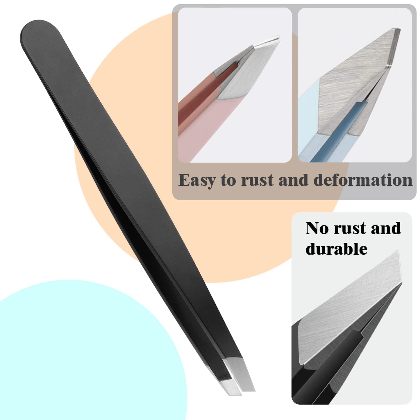 FIVETAS Stainless Steel Tweezers for Eyebrows-Slant Tweezer with Case for Women&Man,Great Precision on Brow,Facial Hair and Ingrown Hair Beauty & Personal Care FIVETAS