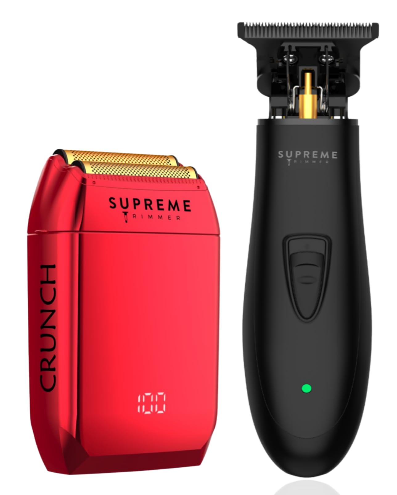 Supreme Trimmer 2-in-1 DLC T-Shaper Trimmer & Crunch Foil Shaver - STF602 Electric Razor & ST5206 Beard Trimmer Barber Haircut Kit - Red Beauty and Personal Care Supreme Trimmer