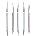 Gel Polish Nail Art Brushes Set-5 Pcs Dual-ended Nail Paint Brushes for Nail Art with Fine Liner Brushes and Dotting Pen (5,7,9,11,13 mm) Beauty & Personal Care Beauty Max