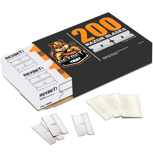 REXBETI 200PCS Single Edge Razor Blades, Industrial Razor Blades for Scraper, Suitable for Removing Labels, Decals, Stickers and Old Paint Beauty and Personal Care REXBETI
