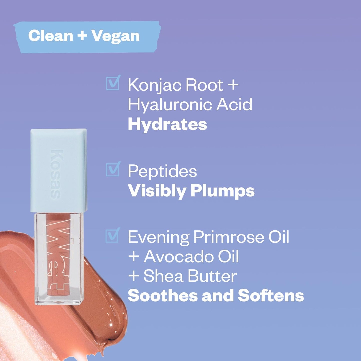 Kosas Wet Lip Oil Gloss - Hydrating Lip Plumping Treatment with Hyaluronic Acid & Peptides, Non-Sticky Finish (Dip) Beauty & Personal Care Kosas