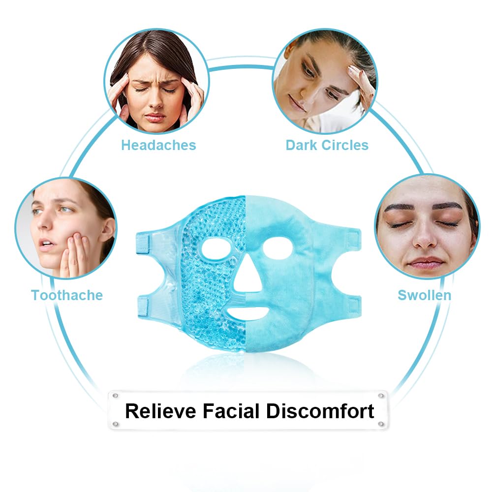 CONBELLA Cold Face Eye Masks Ice Face Mask Hot Cold Compress For Dark Circles, Puffiness, Migraines, Headache, Stress, Redness, Cooling Face Masks Beauty & Personal Care CONBELLA
