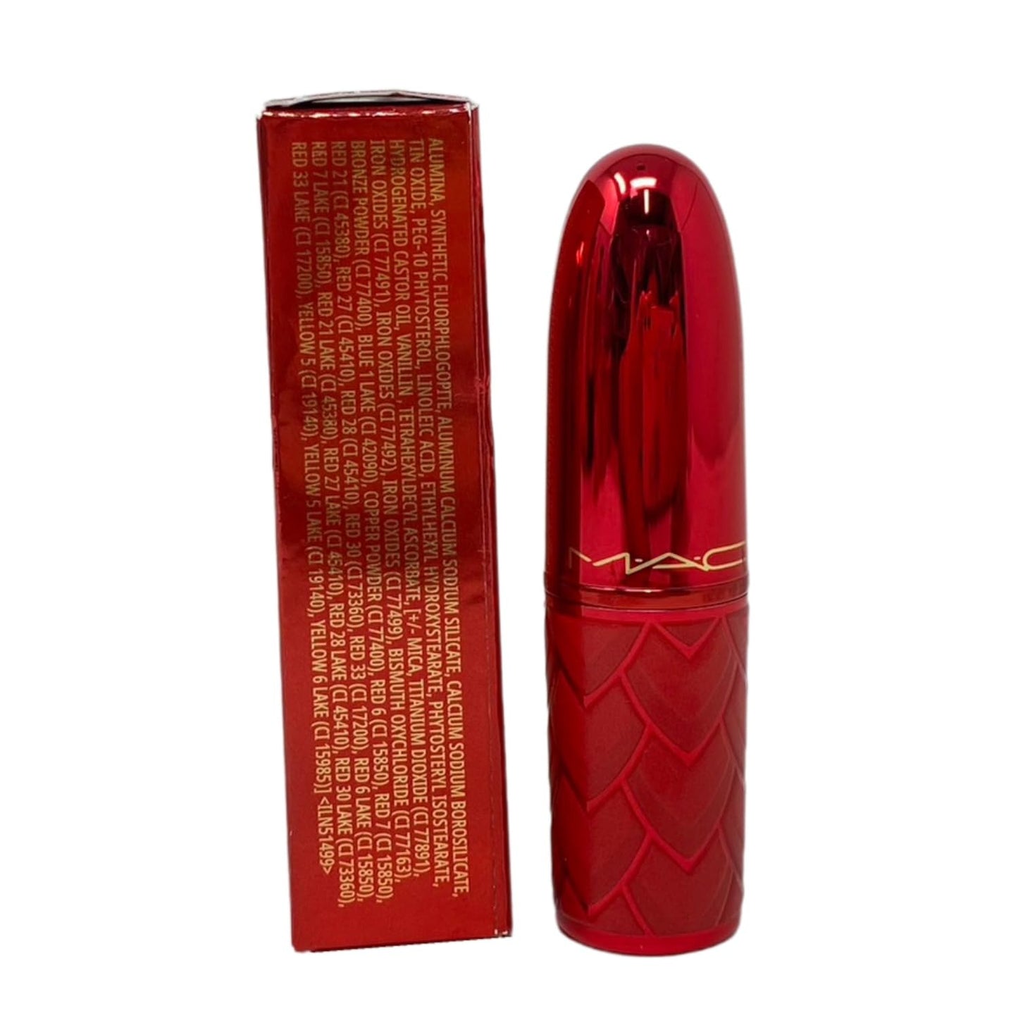 MAC Cosmetics Lovestruck Luck Collection Lustreglass Lipstick - Powerfully Potent (Deep Red) - 0.1 oz / 3 g Beauty & Personal Care MAC