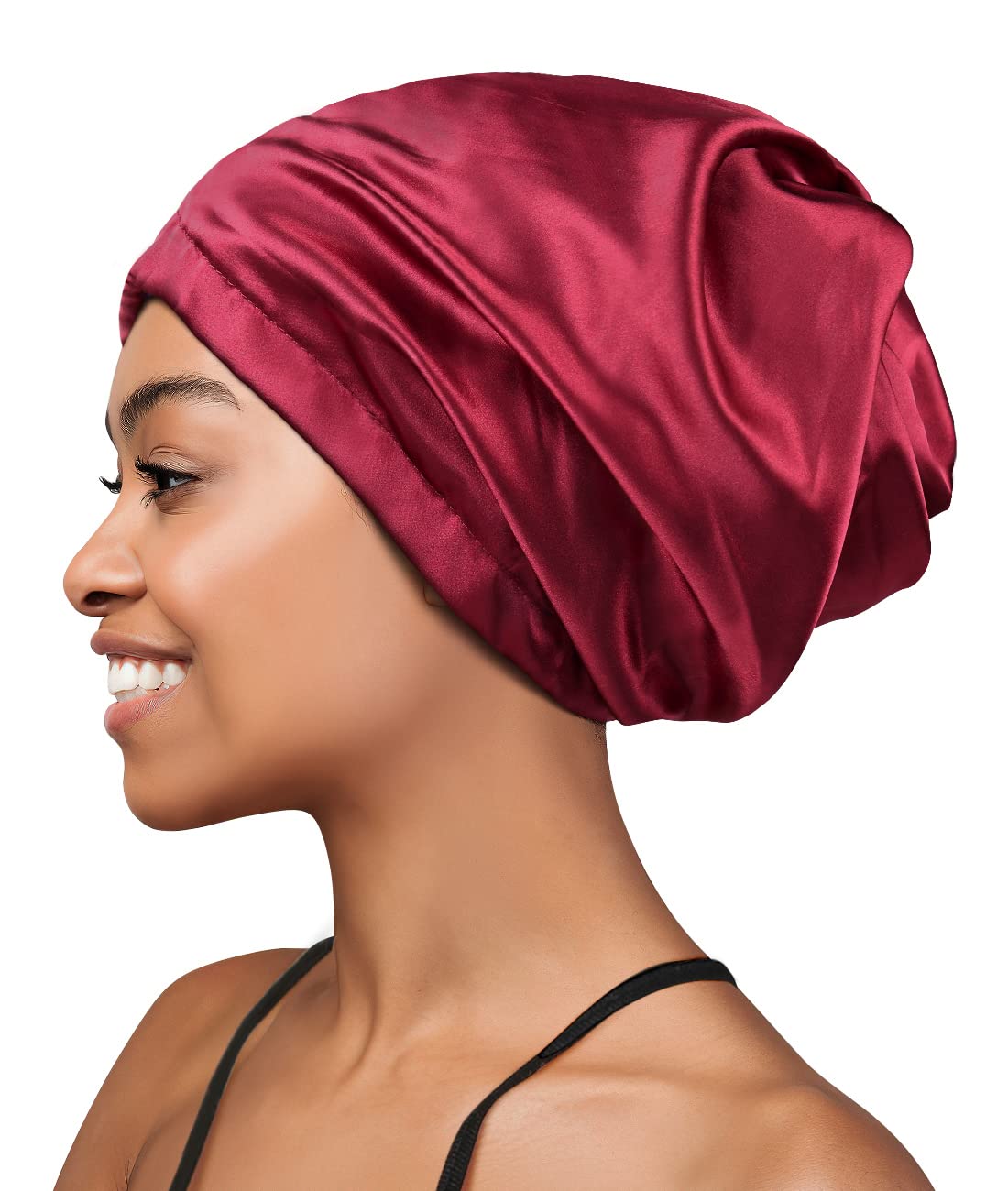 Satin Headband Sleeping Cap for Locs, Braids, Thick Hair, Twisted Hair Burgundy Beauty and Personal Care Heerf