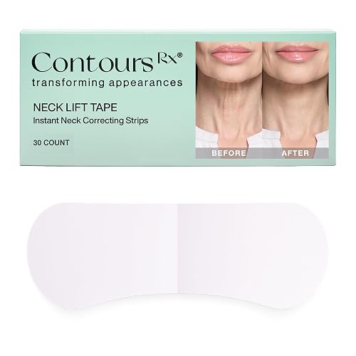 Contours Rx Neck Tightening Tape (30 Count) - Moisturizing Invisible Neck & Décolleté Strips - Instantly Smoothens & Tightens Neckline - Cosmetic Tape Beauty & Personal Care Contours Rx