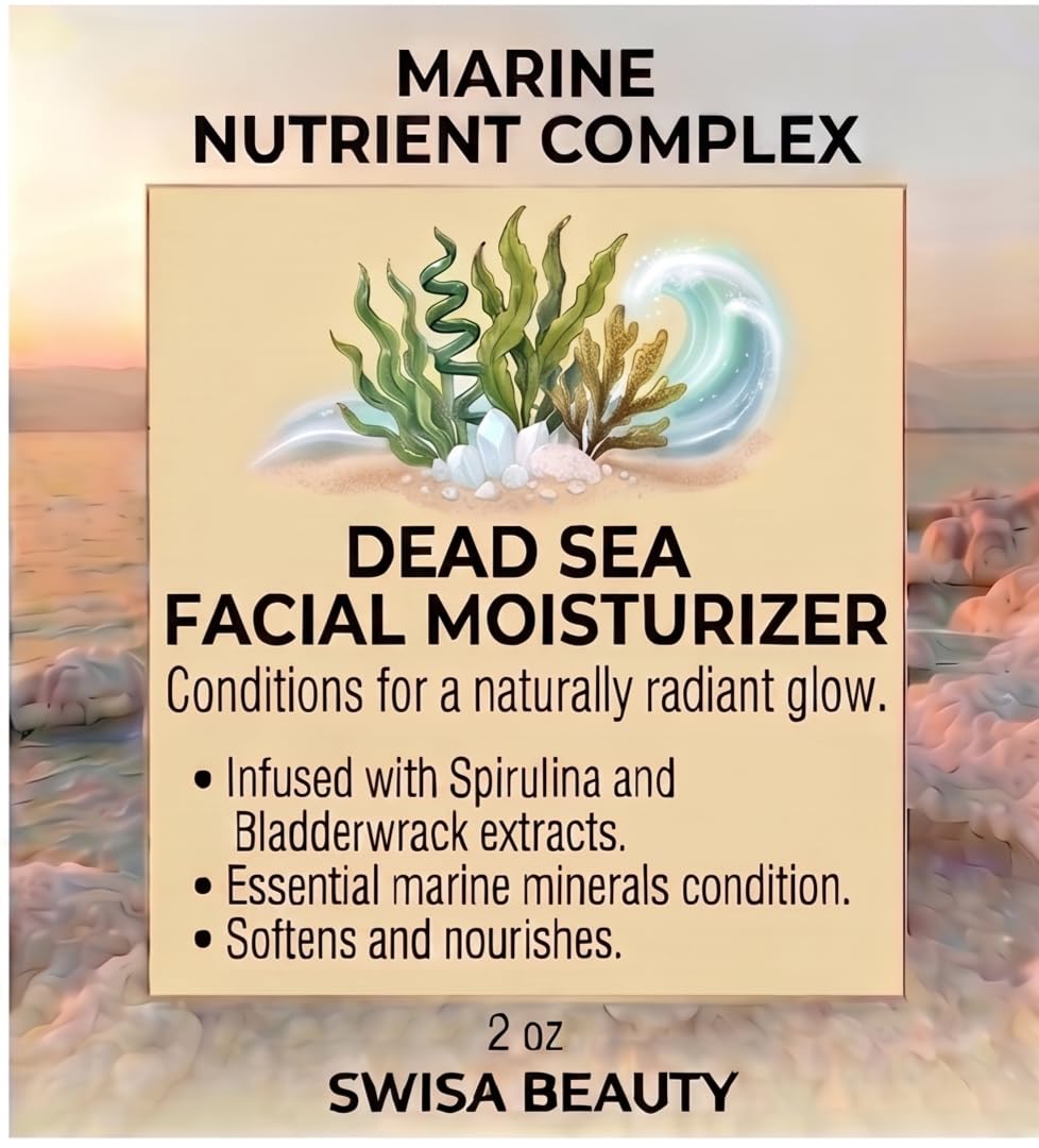 Swisa Beauty Dead Sea Facial Moisturizer - Daily Mineral Hydrator & Conditioning Cream to Soften & Nourish the Skin with Aloe, Seaweed & Green Tea, 2 Beauty & Personal Care Swisa Beauty