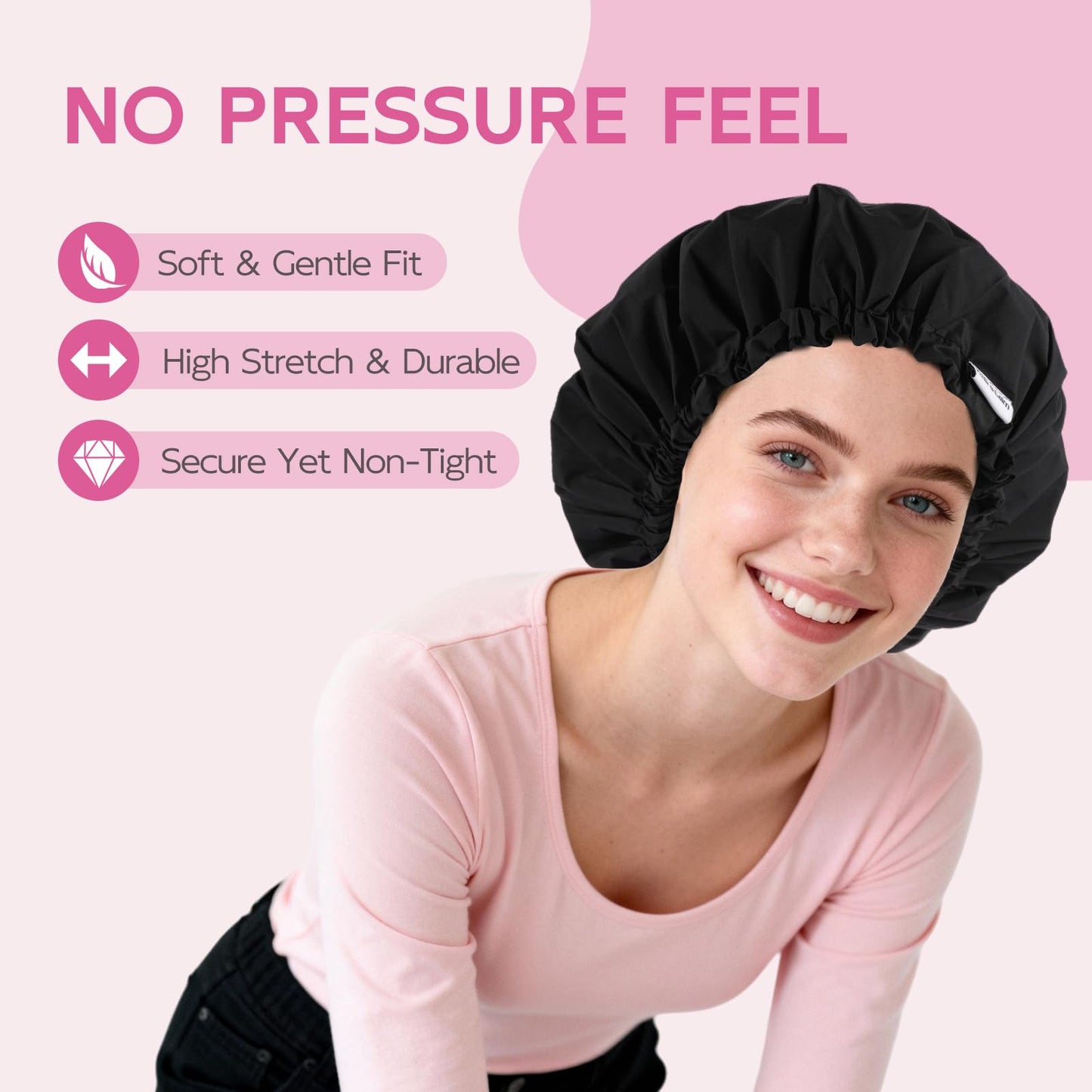 Years Calm Shower Cap for Women Waterproof Reusable - 27g Ultra Lightweight Double-Layer Shower Bonnet, Secure Fit for Long, Curly Hair, Travel & Spa Beauty and Personal Care Years calm