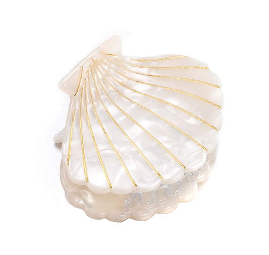 Women Fashion Shell Shape Claw Clips Acrylic Resin Jaw Clip Hair Clamps Marble Pattern Hairpins Hair Accessories (White) Beauty & Personal Care Teppylony