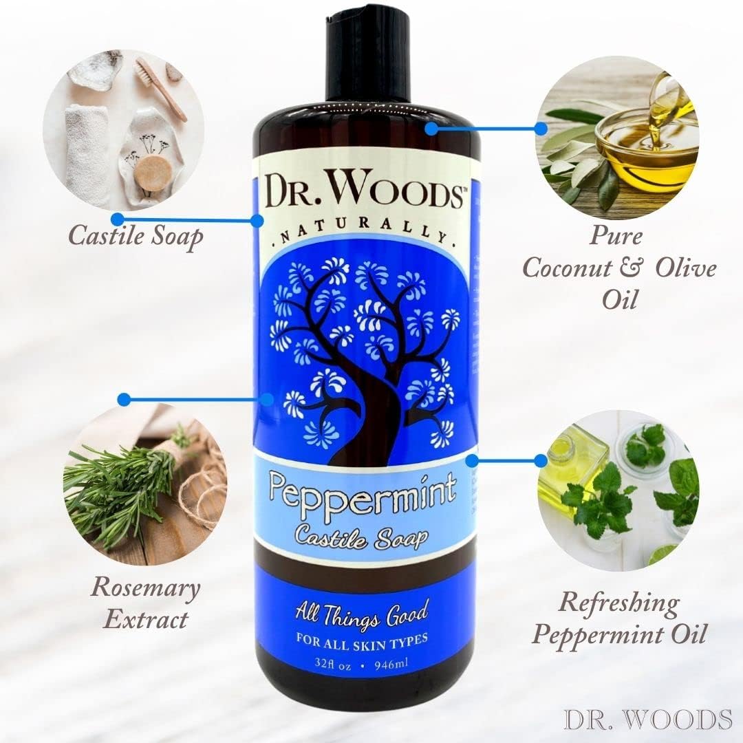 Dr. Woods Peppermint 32oz Castile Soap (6 Pack) Beauty & Personal Care Dr. Woods