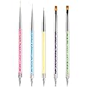 Nail Art Brushes 5 Pcs Double Ended Fine Nail Liner Brush Dotting Pen Nail Gel Polish Detail Drawing Tools Beauty & Personal Care Beauty Max