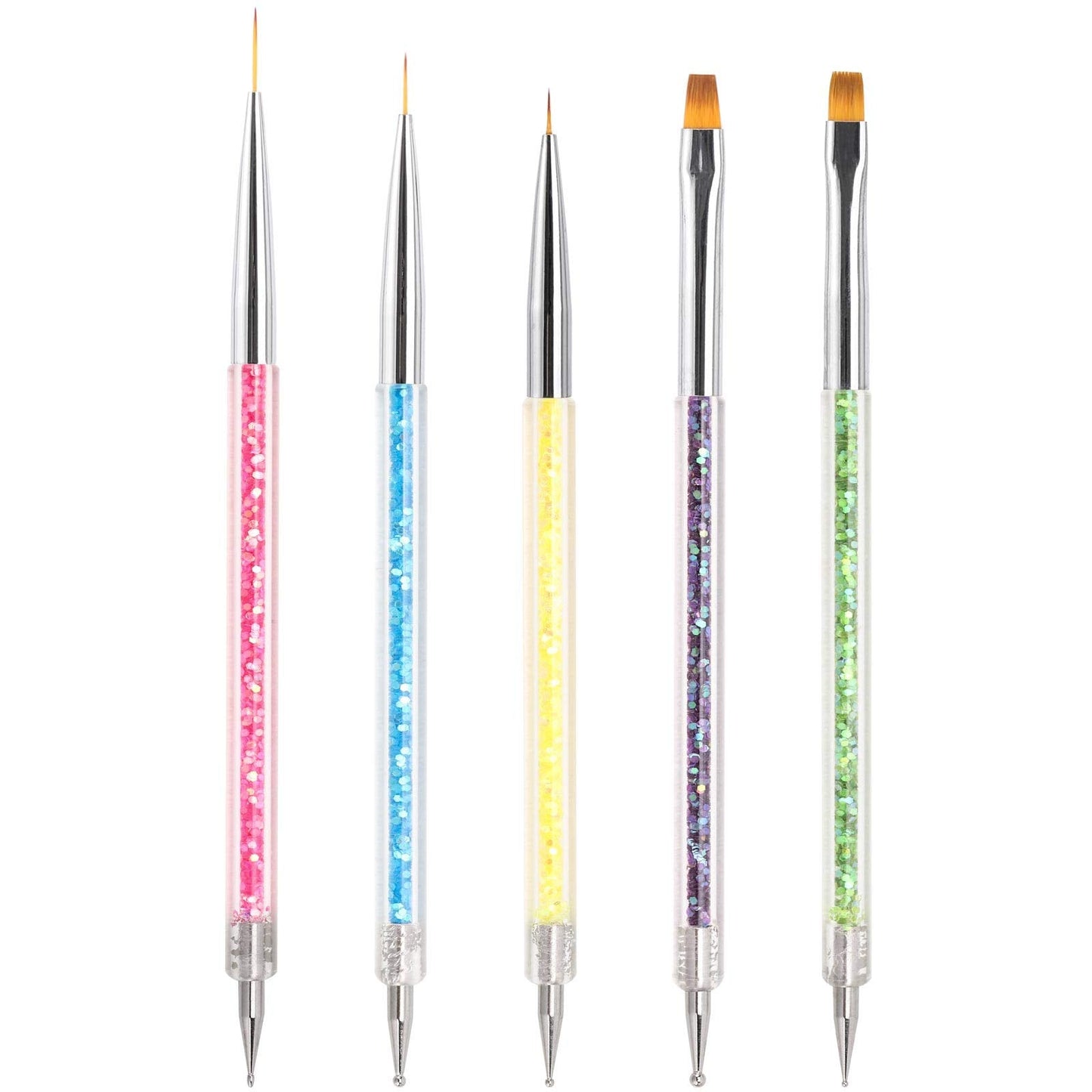 Nail Art Brushes 5 Pcs Double Ended Fine Nail Liner Brush Dotting Pen Nail Gel Polish Detail Drawing Tools Beauty & Personal Care Beauty Max