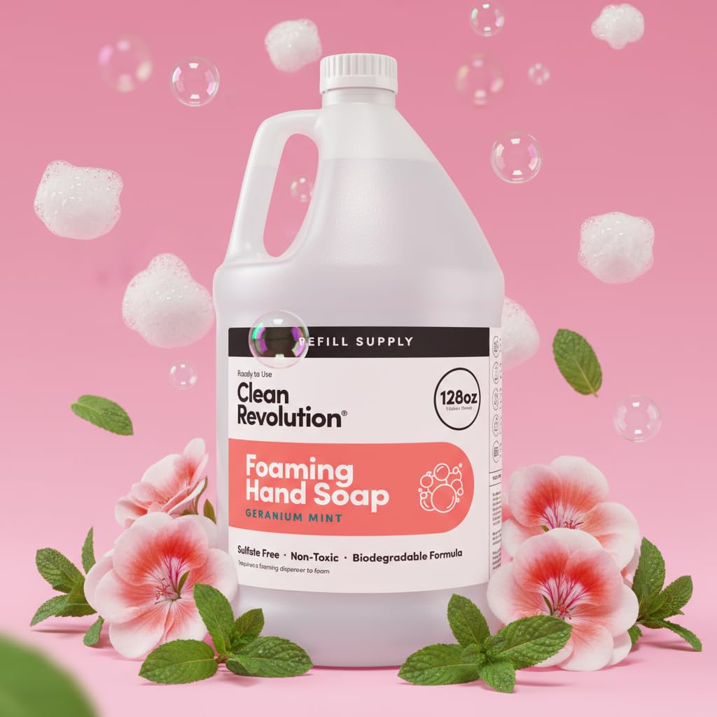 Clean Revolution Foaming Hand Soap Refill with Real Essential Oils, Moisturizing Sulfate-Free Hand Soap, Ready-to-Use Foam Soap Refill for Kitchen Beauty and Personal Care Clean Revolution