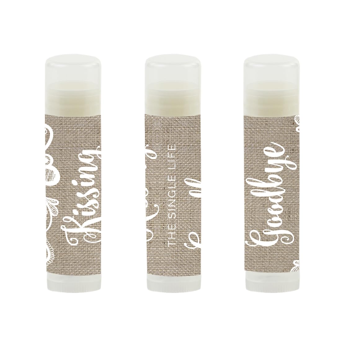 Andaz Press Bridal Shower Bachelorette Party Lip Balm Party Favors, Burlap Lace, Kissing The Single Life Goodbye, Bridesmaid Lip Gloss 12-Pack Beauty & Personal Care Andaz Press