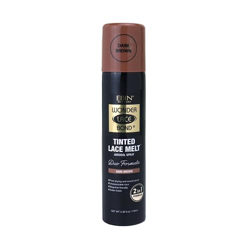 EBIN NEW YORK Wonder Lace Bond Tinted Lace Melt Aerosol Spray - Dark Brown 3.38oz/ 100ml - Quick Dry No Transfer Formula, Humid Resistant, Infused Beauty & Personal Care EBIN NEW YORK