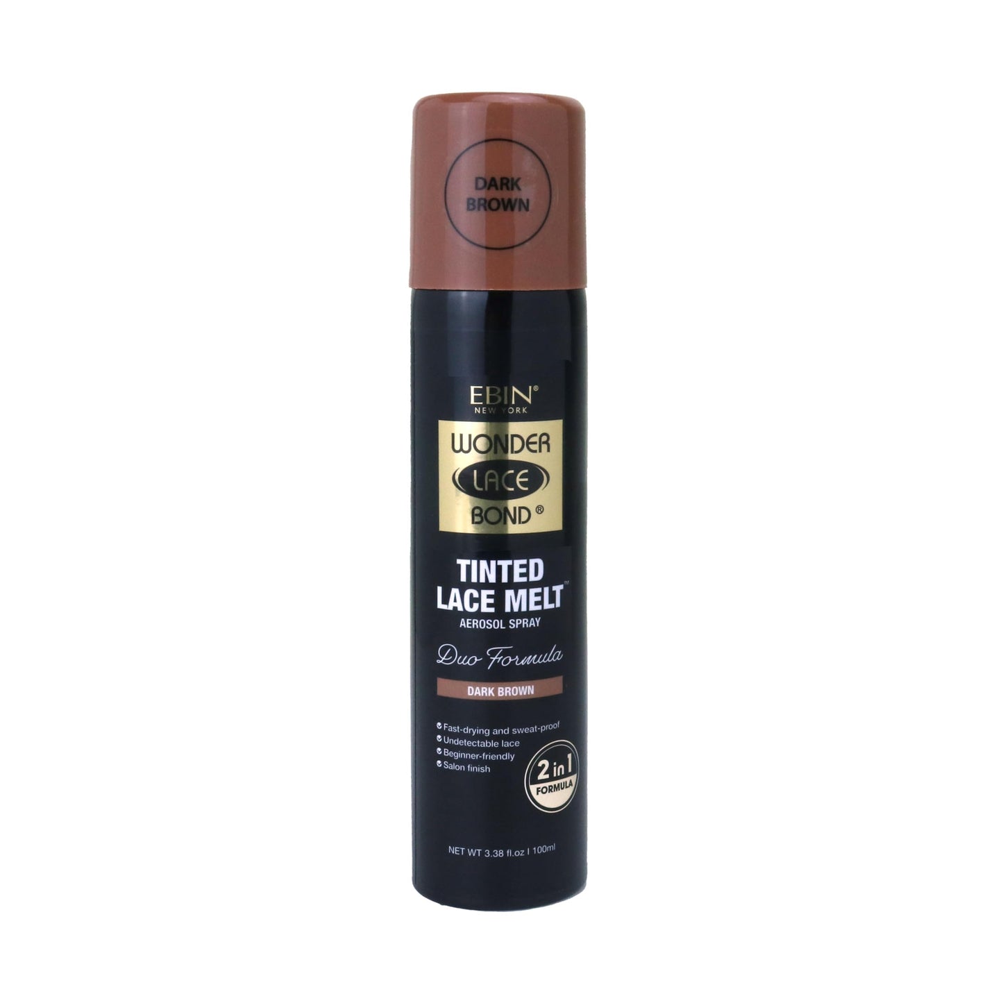 EBIN NEW YORK Wonder Lace Bond Tinted Lace Melt Aerosol Spray - Dark Brown 3.38oz/ 100ml - Quick Dry No Transfer Formula, Humid Resistant, Infused Beauty & Personal Care EBIN NEW YORK