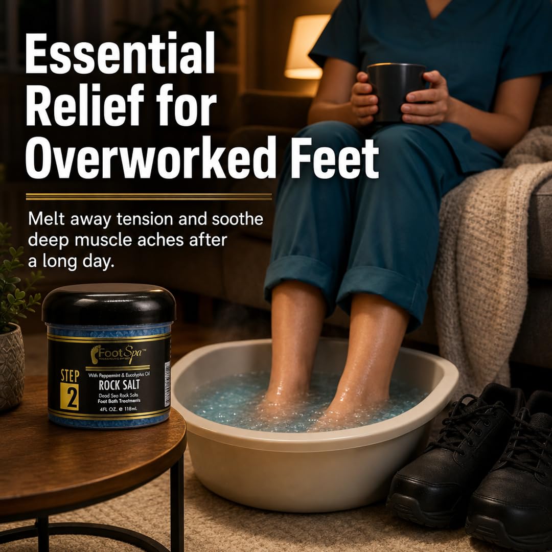 Foot SPA Pedicure Foot Soak with Dead Sea Salts - Peppermint & Eucalyptus Oil Soak for Callus Softening, Dry Heels & Sore Muscle Relief - Made in USA Beauty and Personal Care FootSpa