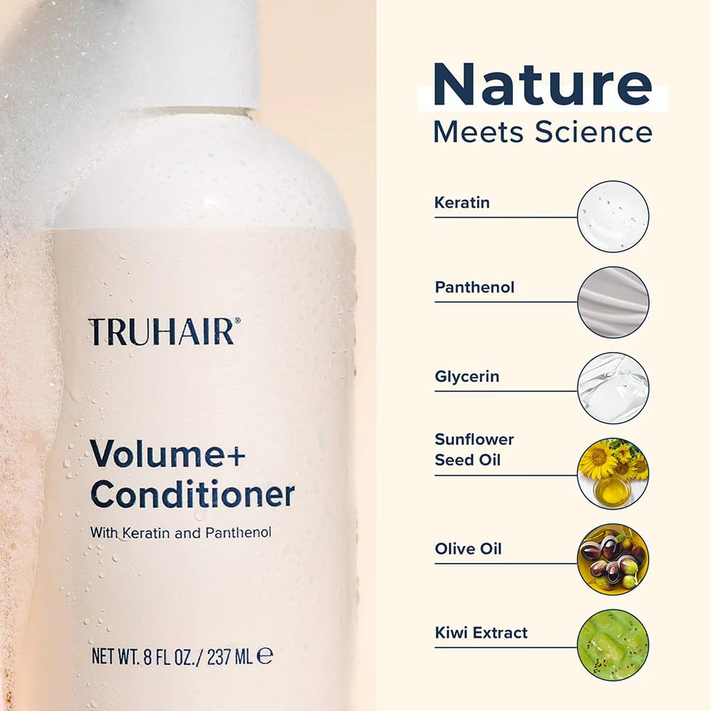 TRUHAIR Volume+ Shampoo and Conditioner Set, Biotin and Keratin Infused Hair Care Duo - Adds Lift & Body, Volumizing & Strengthening Formula Without Beauty & Personal Care Truhair