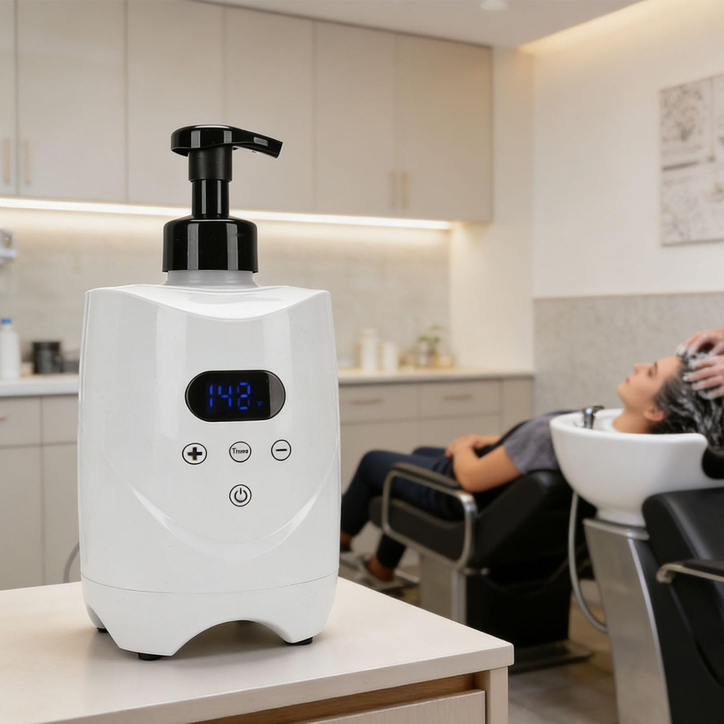 NOENNULL Hot Lather Machine for Shaving Fast Even Heating Professional Shaving Foam Warmer for Home Salon Barber Shop with 2 500ml Foam Bottle for Men Beauty and Personal Care NOENNULL
