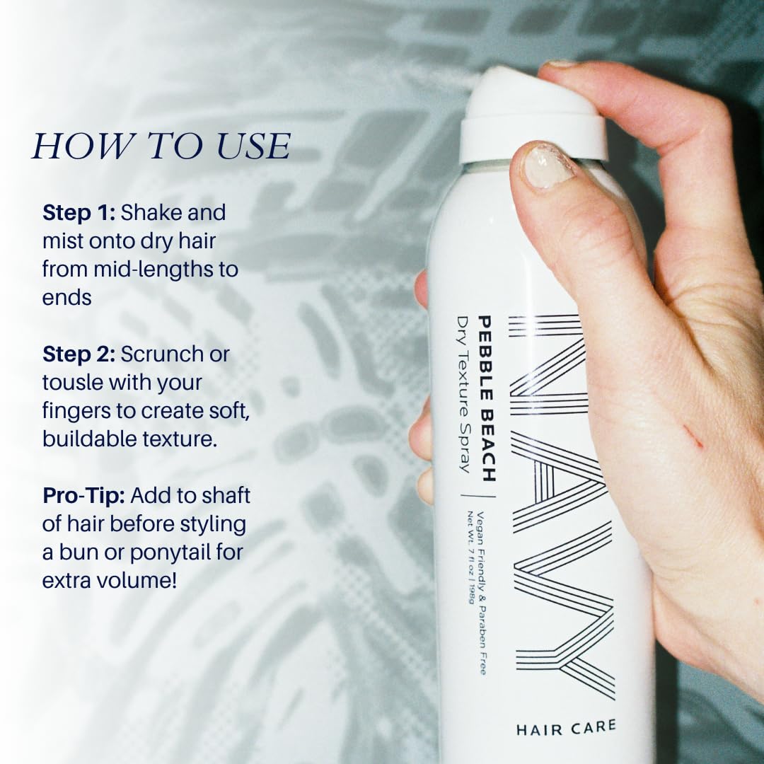 NAVY HAIR CARE Dry Texture Spray | Volumizing Hair Spray for Thin, Flat & Fine Hair | Flexible Hold for Soft, Touchable Beach Waves | Adds Shine | Beauty & Personal Care NAVY HAIR CARE