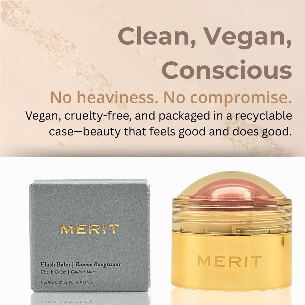 MERIT Flush Balm Cream Blush - Archival Cool Mauve | Hydrating Radiant Cheek & Lip Tint Stick with Vitamin E | Lightweight, Buildable, Vegan &