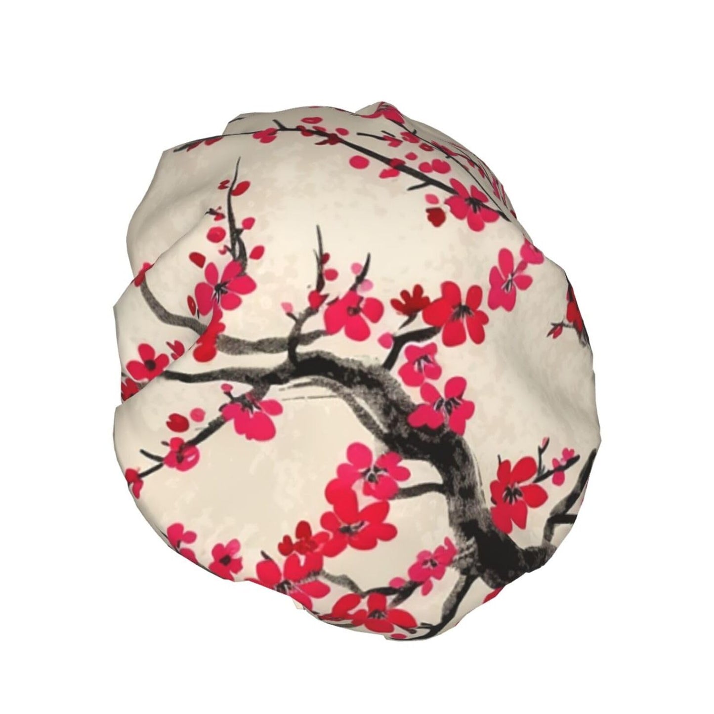 Japanese Floral Cherry Blossom Shower Cap for Women Men Large Reusable Shower Bonnet Double-Layer Waterproof Bath Caps Elastic Band Hair Hat for All Beauty and Personal Care BWLHJKE