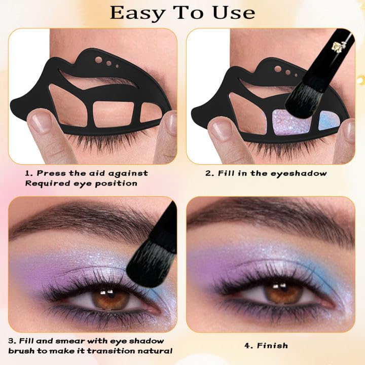 NFAMRZCAR 2PC Eyeshadow Stencil 5 in 1 Silicone Eyeshadow Tool,Reusable Eye Makeup Aid Stencils,Eye Makeup Aid, for Make Up Beginners&Women (Black) Beauty & Personal Care NFAMRZCAR