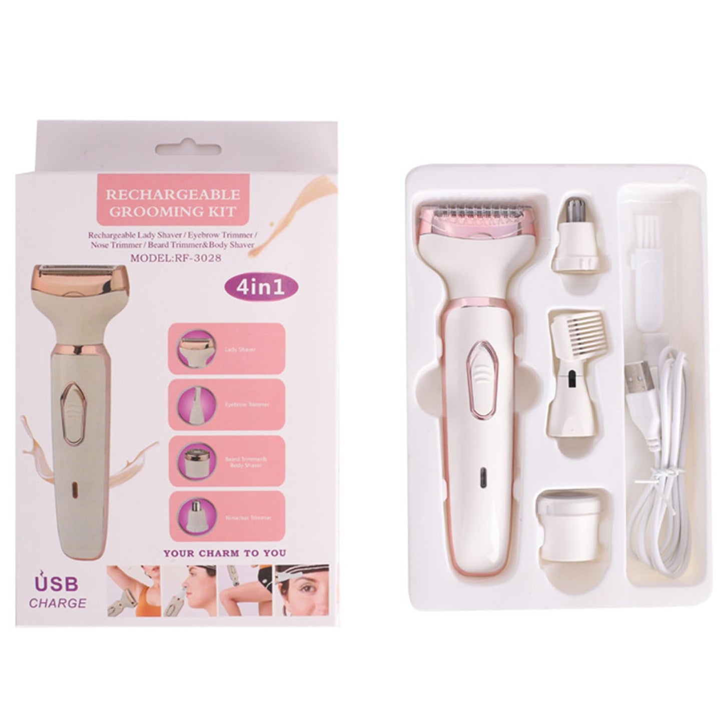 PTILSERY Electric Razro Painless 4-in-1 Women Shavers Hair Remover for Face,Eyebrow and Underarm Bikini Trimmer Hair Removal Tool Beauty and Personal Care PTILSERY