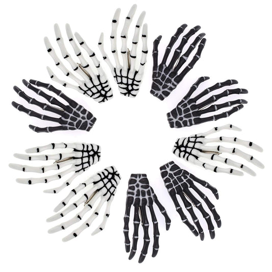 5 Pairs White and Black 3" Skeleton Hands Hair Clips Skull Bone Shape Hairpins Halloween Party Accessories Beauty & Personal Care QTTLLI