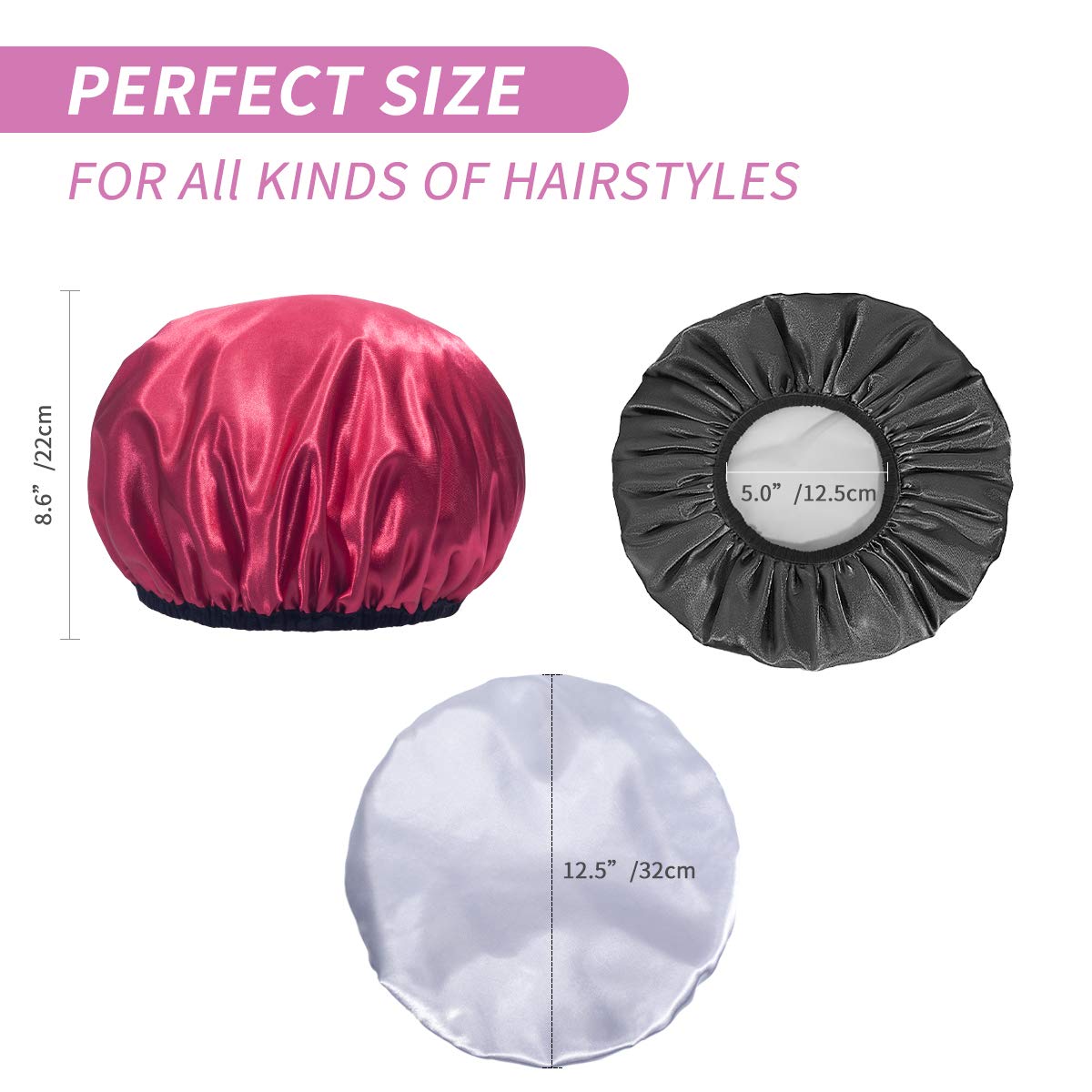 Aquior Shower Caps, Extra Large for Women Long Hair, Double Layer Waterproof Reusable Hair Cap 4 Pieces Beauty & Personal Care Aquior