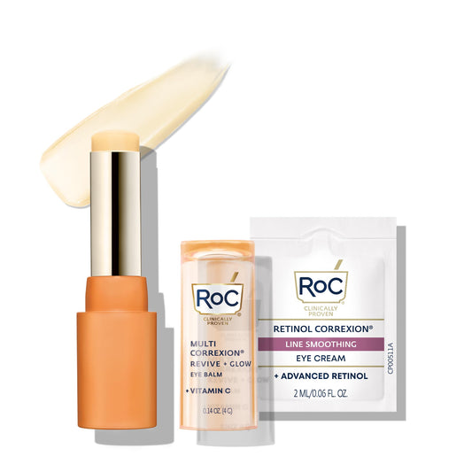 RoC Multi Correxion Revive + Glow Eye Balm with Vitamin C (0.14 oz) + Retinol Eye Cream Packette Beauty & Personal Care RoC