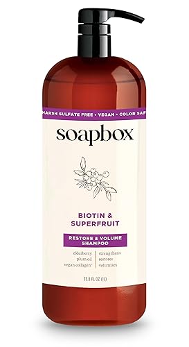 Soapbox Biotin Shampoo, Biotin & Collagen Super Fruit Shampoo for Thin, Fine, Thinning Hair | Volumizing & Repairing to Promote Hair Growth, Strength Beauty & Personal Care Soapbox