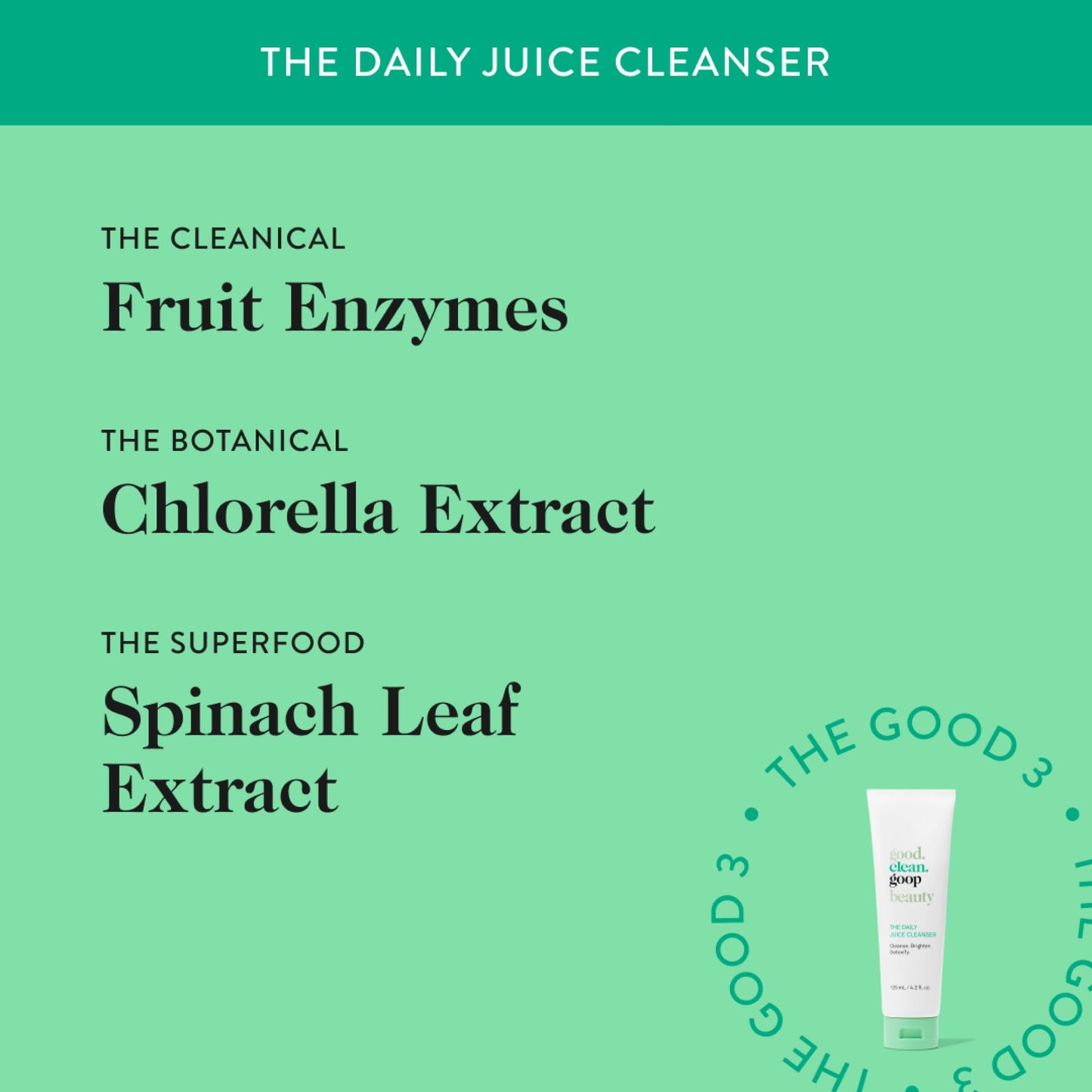 good.clean.goop beauty The Daily Juice Cleanser | Foaming Facial Cleanser to Hydrate & Cleanse Skin | Fruit Enzyme, Chlorella Extract & Spinach Leaf Beauty & Personal Care good.clean.goop