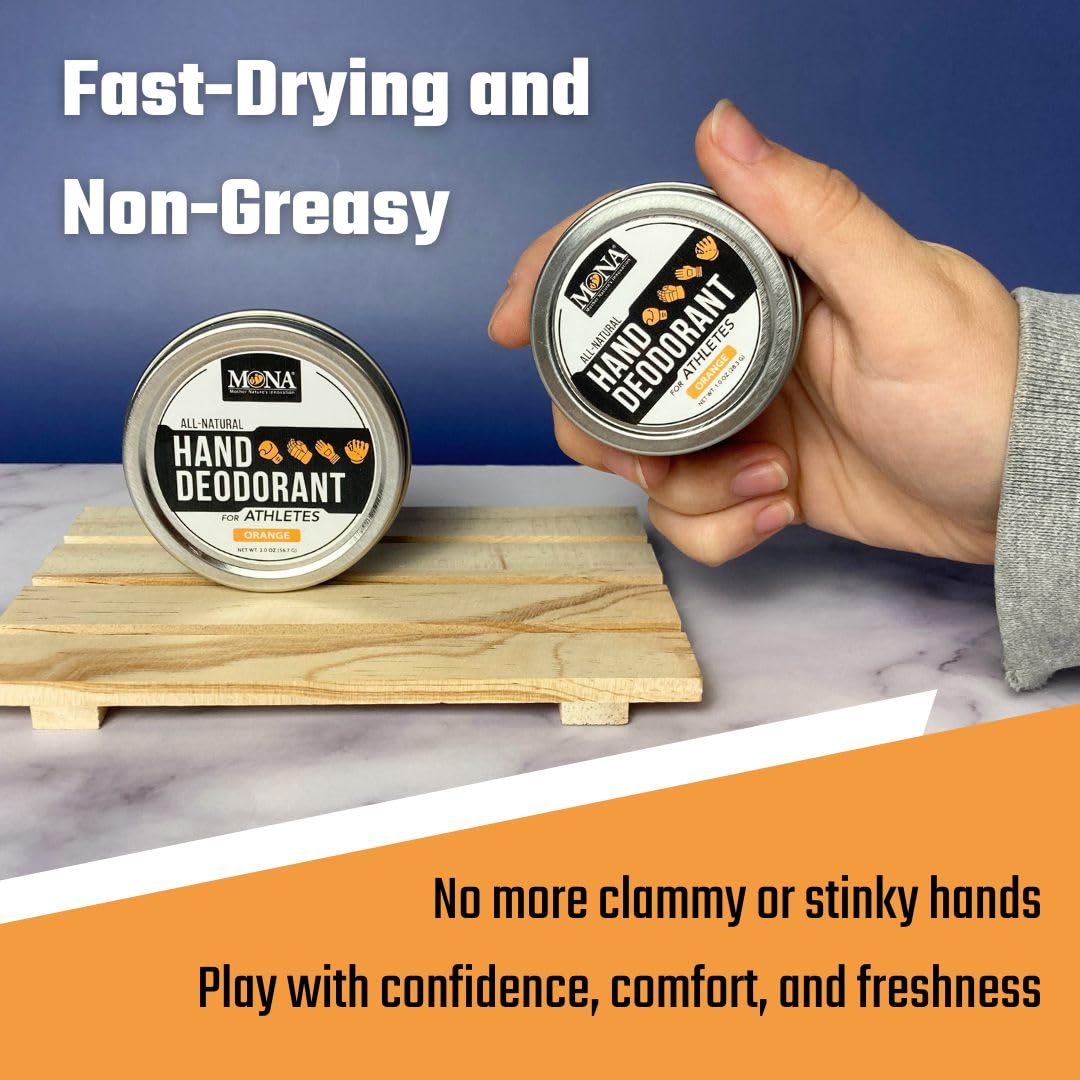 Hand Deodorant for Athletes - Deodorize and Nourish hands - Absorbs Moisture - 100% Natural, Vegan and Cruelty-Free - For Sports Players with Gloves Beauty and Personal Care MONA