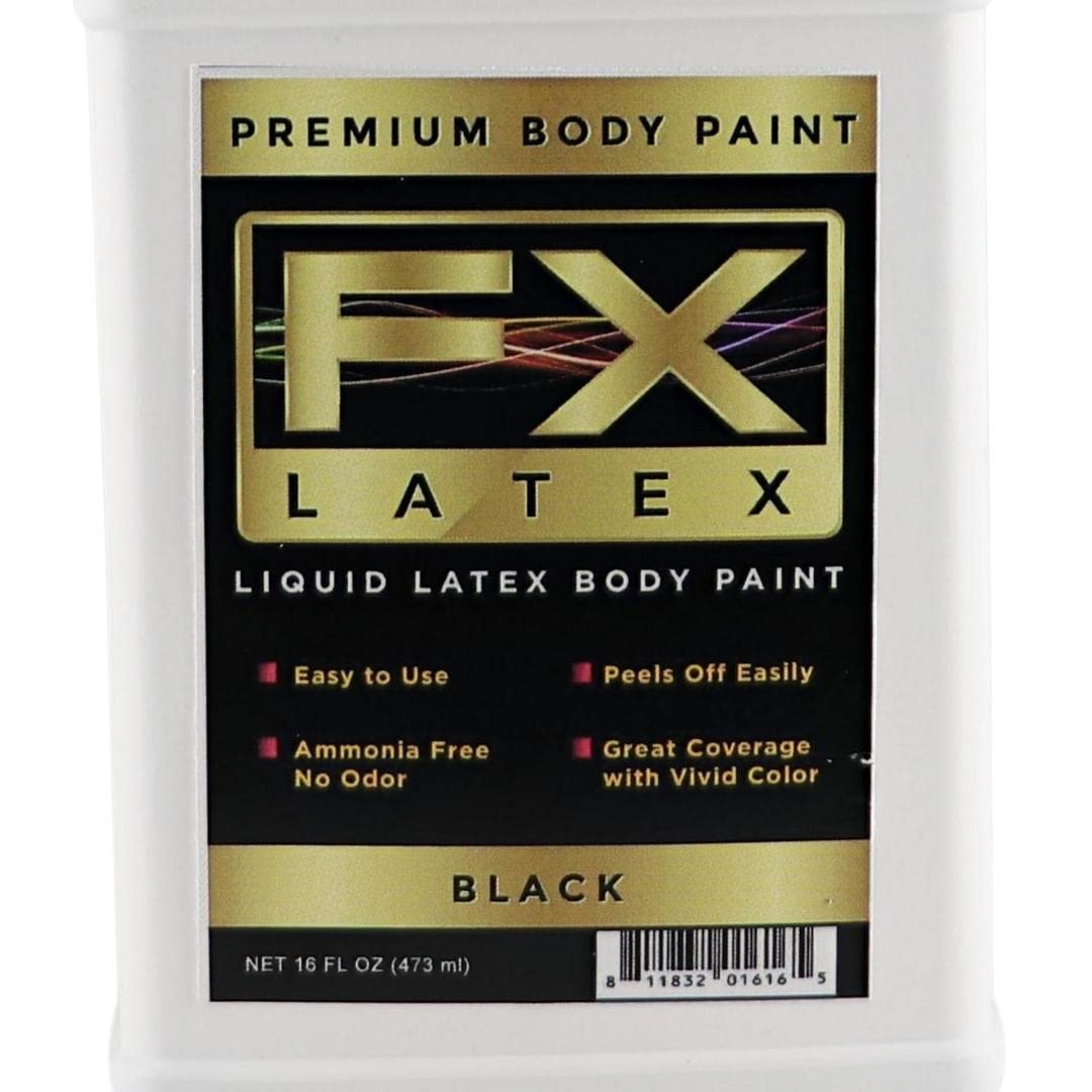 Liquid Latex - Face and Body Paint, Ammonia Free, Easy On and Off, Cosplay Makeup, Create Professional Monster, Zombie Arts 16 Oz (Black) Beauty & Personal Care Liquid Latex Fashions