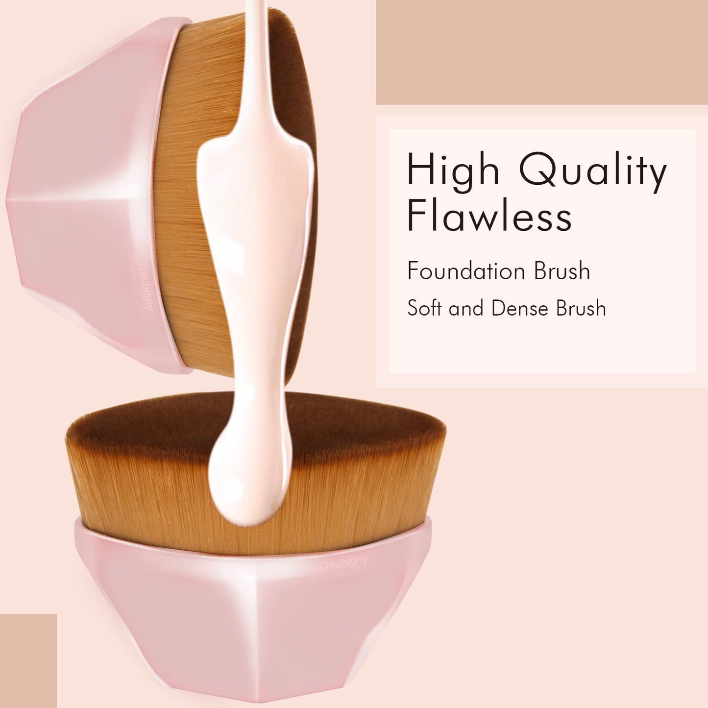 Daubigny Foundation Makeup Brush Flat Top Kabuki Hexagon Face Blush Liquid Powder Foundation Brush for Blending Liquid, Cream or Flawless Powder Beauty & Personal Care Daubigny
