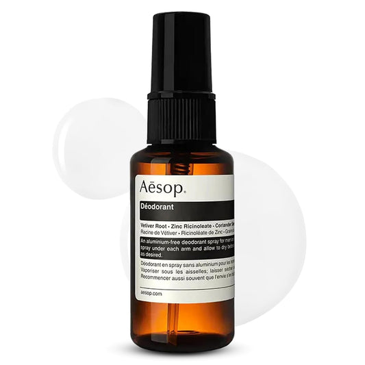 Aesop Aluminum Free Deodorant Spray for Women & Men - Vetiver, Zinc, and Tea Tree to Reduce Odor and Bacteria - Woody & Earthy - Vegan & Cruelty-Free Beauty and Personal Care Aesop