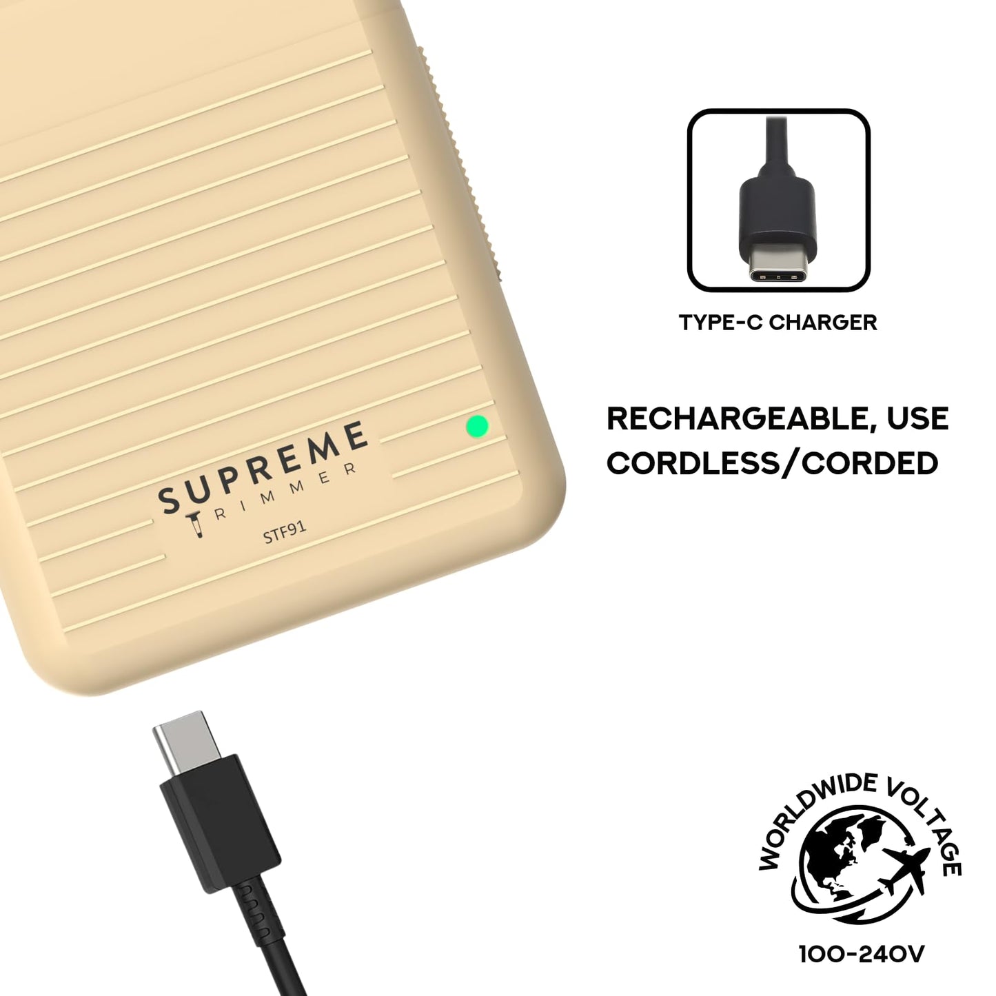 Supreme Trimmer Solo Lite Foil Shaver for Men - Rechargeable Electric Razor + 90 Min Runtime, Type-C USB Fast Charging - Lightweight Travel Shaver Beauty and Personal Care Supreme Trimmer