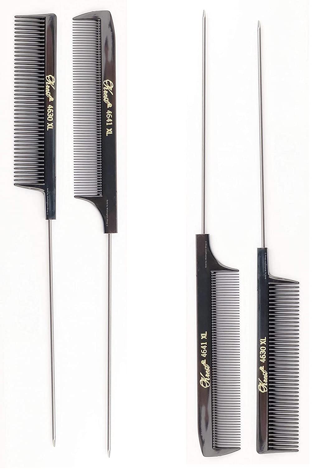 Krest Pintail Combs Weaving Foiling Fine Tooth Rattail Hair (Premium - 2 Count (Pack of 2))