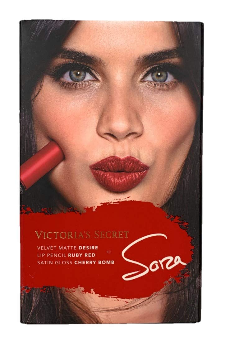 Victoria's Secret Sara's 3 Piece Lip Kit Desire/Ruby Red/Cherry Bomb