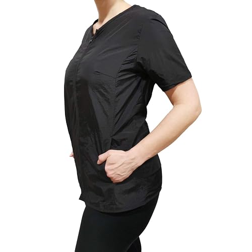CHARLENE Ivy Short Sleeves Jacket, Mesh Back Hair Water Repellent - Taffeta, Lace, and Mesh Details - Zipper Closure - Machine Washable - Stylish Beauty & Personal Care CHARLENE