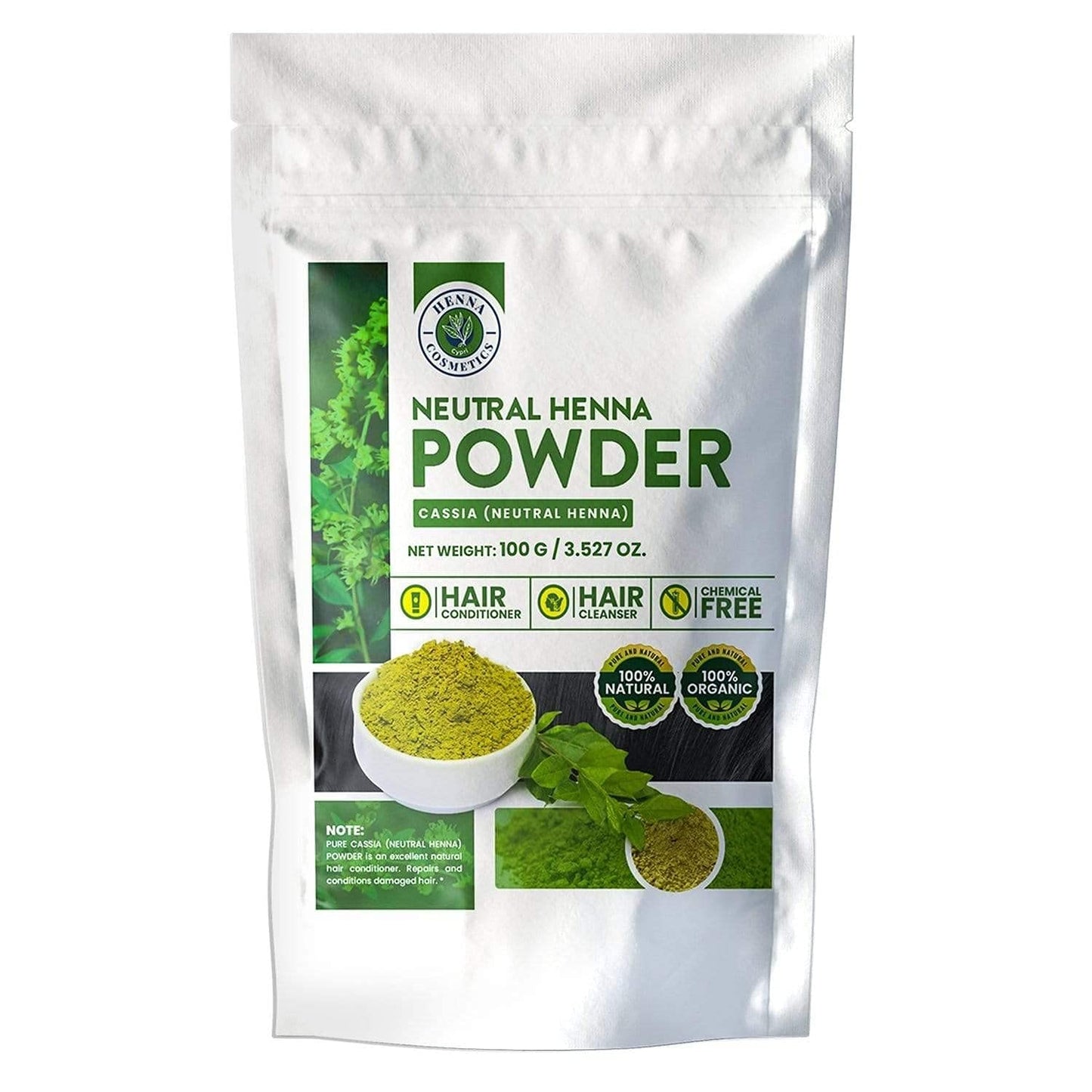HENNA COSMETICS CYPRI Henna Hair Color, Neutral Henna Powder for Hair Growth 100 Grams, Cassia Obovata Powder, Organic, Dye Free Beauty & Personal Care HENNA COSMETICS CYPRI