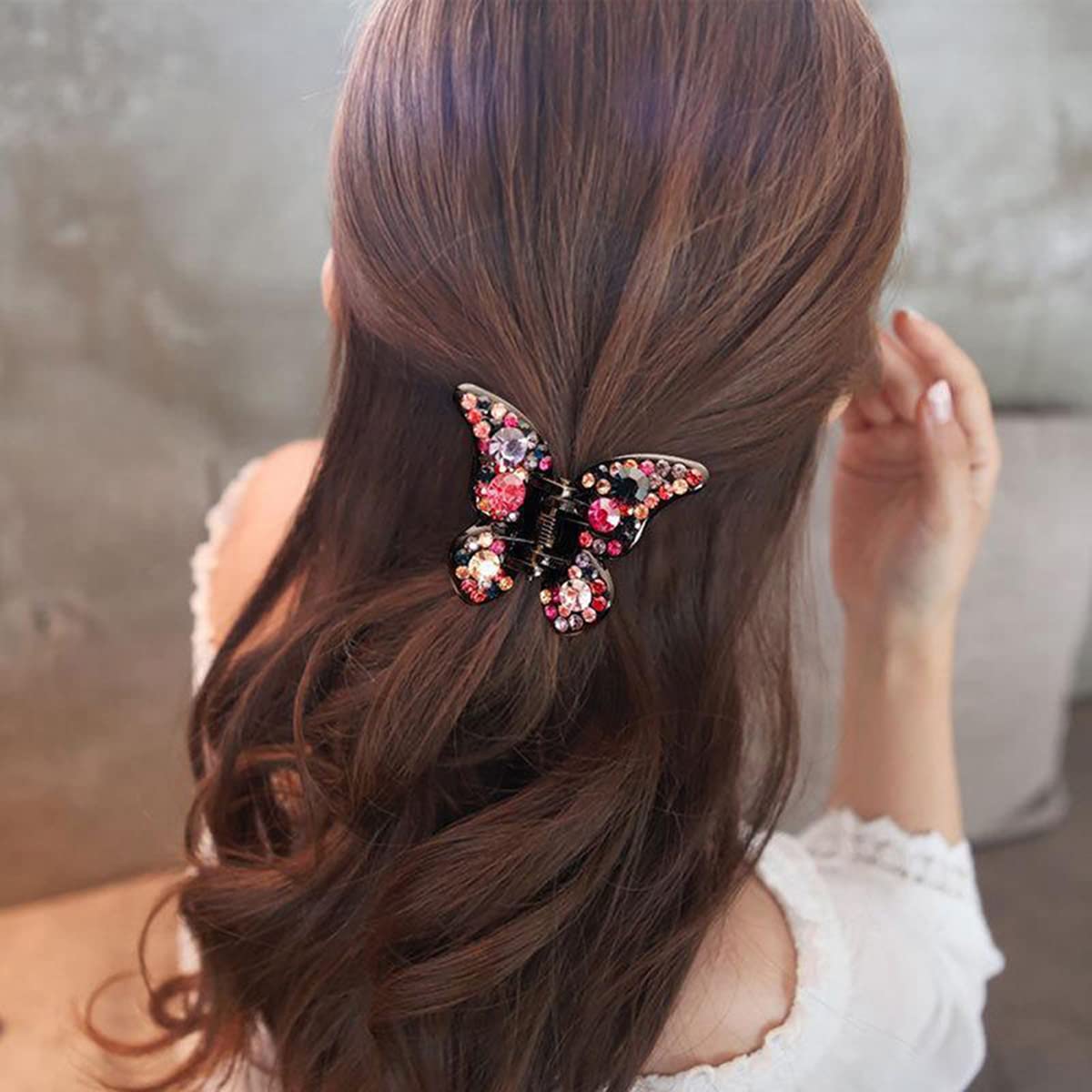 Yusier 4PCS Butterfly Rhinestone Claw Clips Elegant Rhinestone Hair Accessories for Women Black Butterfly Hair Clip Crystal Rhinestone Decorative Hair Beauty & Personal Care Yusier